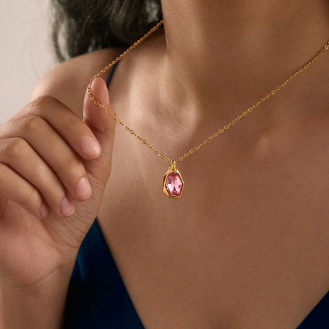 The Pink Hexagon Necklace