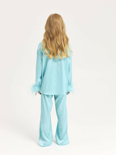 Girls' Luxury Silk Two-Piece Set – Tiffany Blue