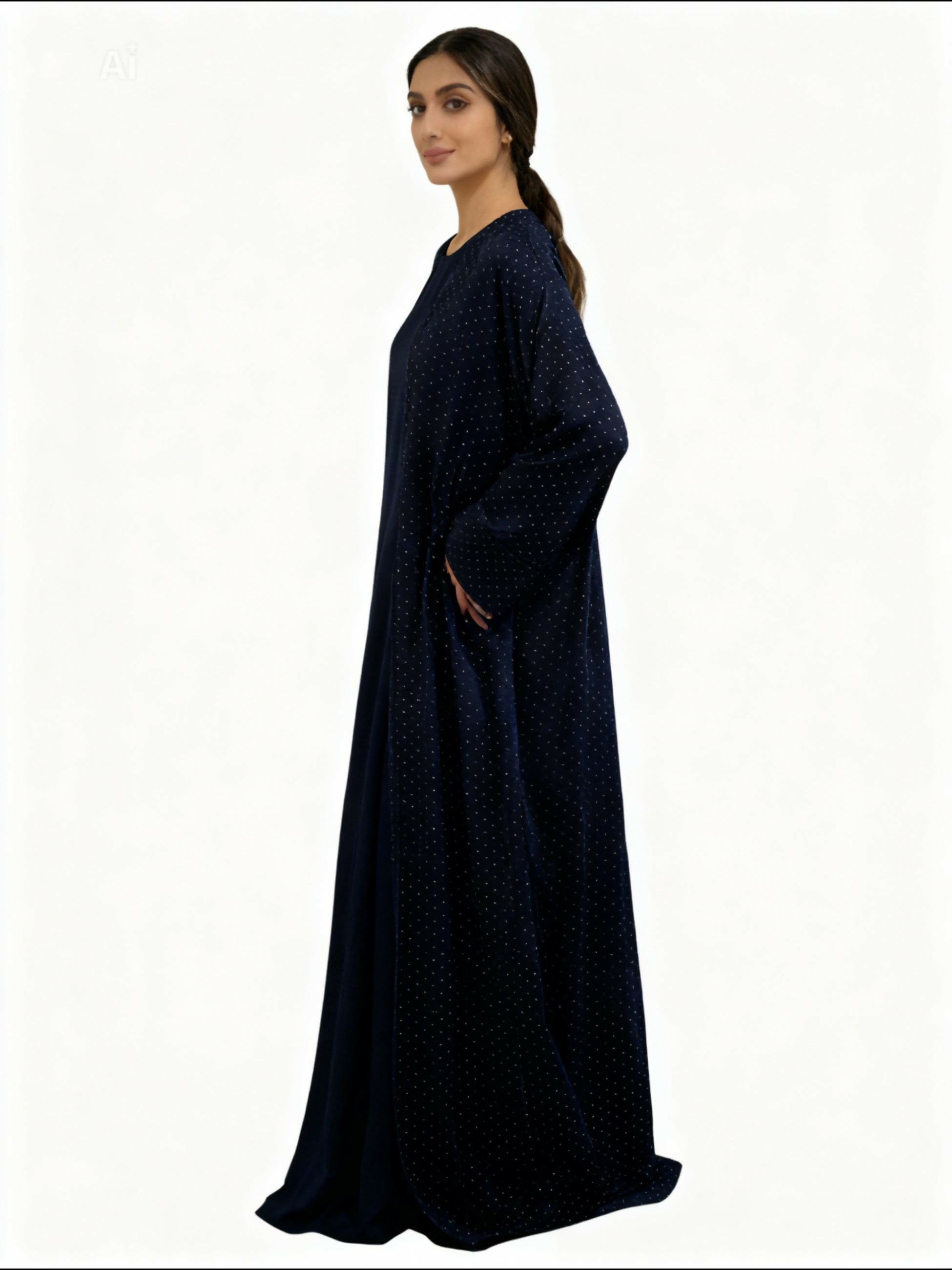 Bisht – Luxury Navy-Blue abaya with sophisticated Gold
