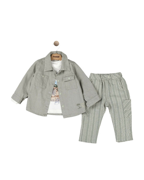 BOMBILI Boys 3-piece set (shirt,sweat,pants) - Green
