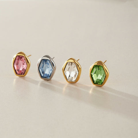 The Pink Hexagon Stud Earrings