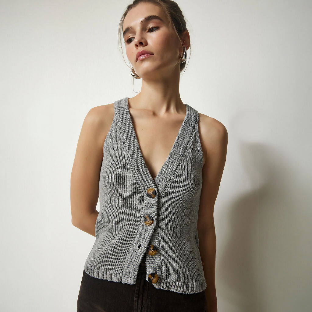 MY PEANUT Ezgi Tricot Top In Grey