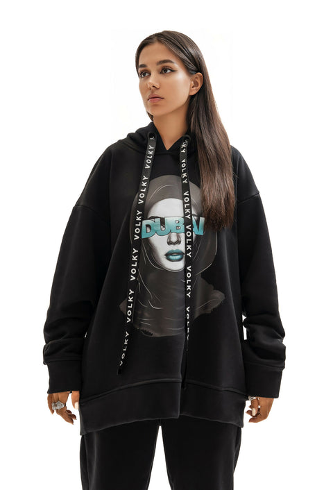 Woman Dubai Hoodie in Black & Blue