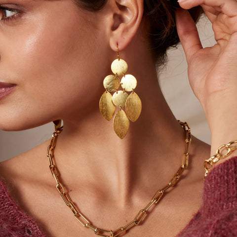 Brushed Cascade Statement Disc Earring