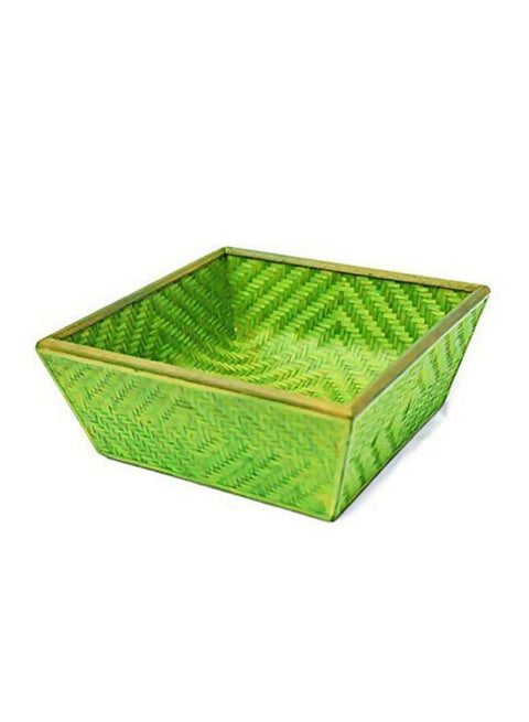 Bamboo Striped Basket with Lid