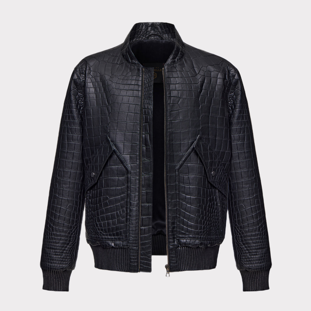 Marina De Golle Bomber Jacket Black Alligator