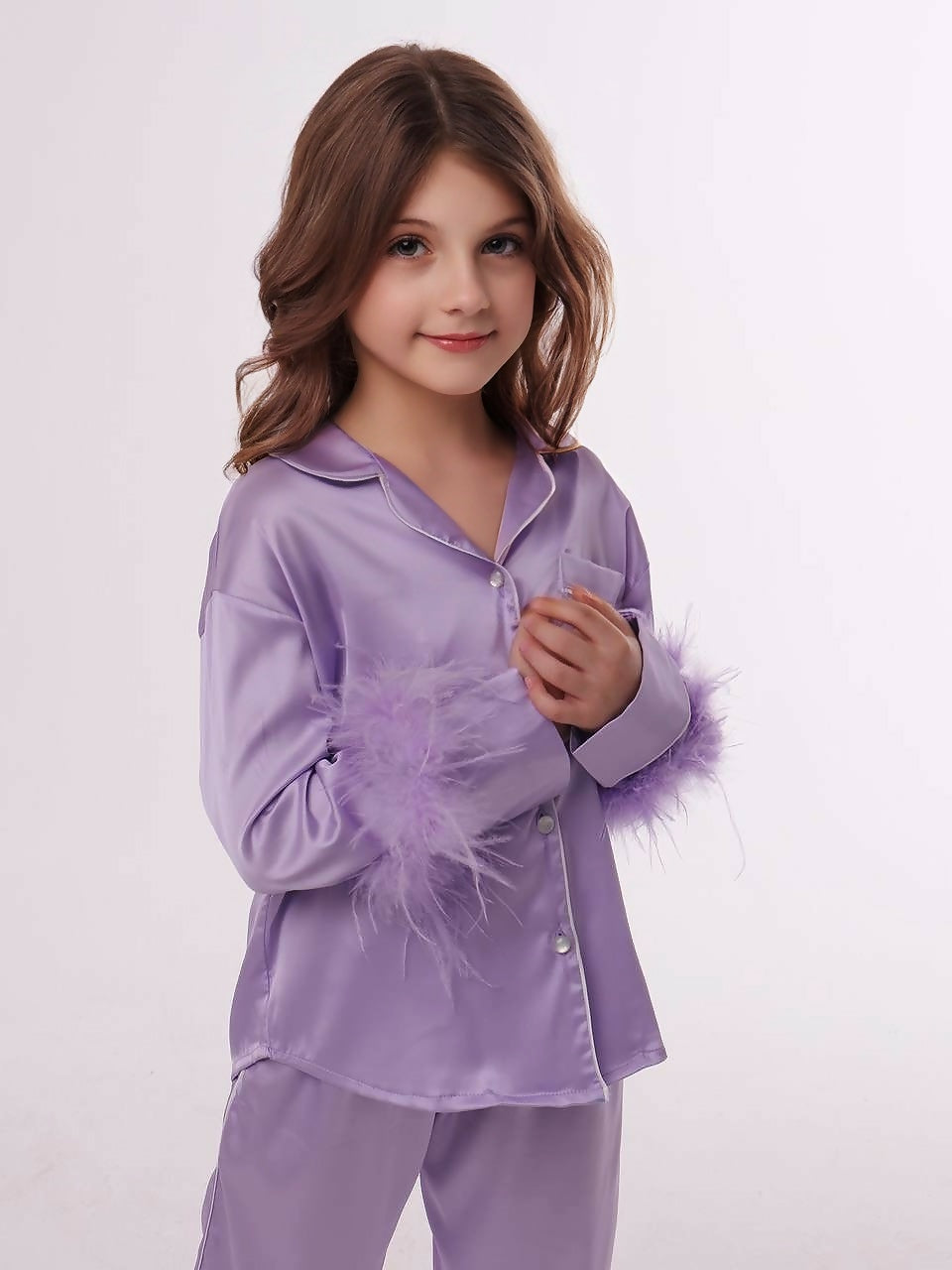 Girls' Luxury Silk Two-Piece Set – Shirt & Pants for Special Occasions