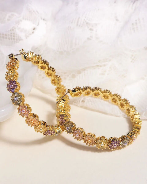 DAISY STUDS HOOPS- Gold