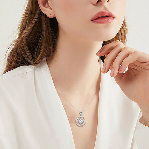 Layluna 2CT Moissanite Crescent Necklace