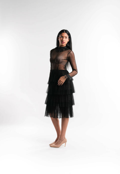 Black Layered Tulle Dress