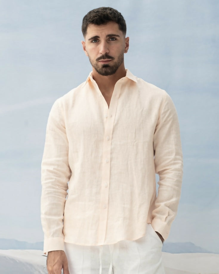 Fira LS Linen Shirt Pale Salmon