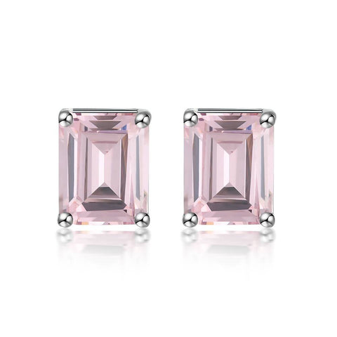 Lavender stud earrings in emerald cut