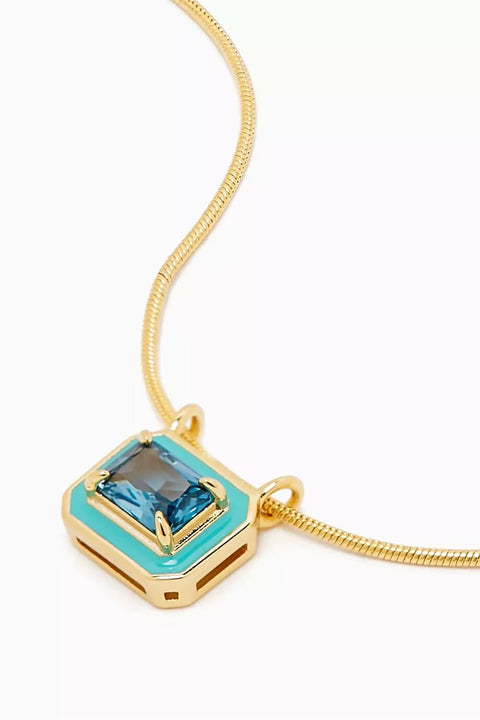 Bezel Pendant Necklace Turquoise Gold