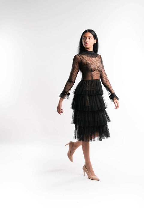 Black Layered Tulle Dress