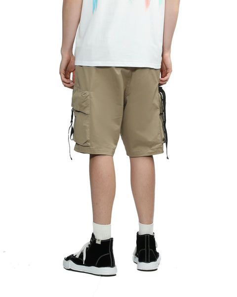 Buckled Cargo Shorts in Beige