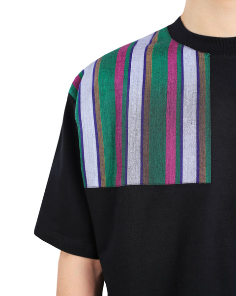 Oversized Black T-Shirt with Green and Pink Bekasam