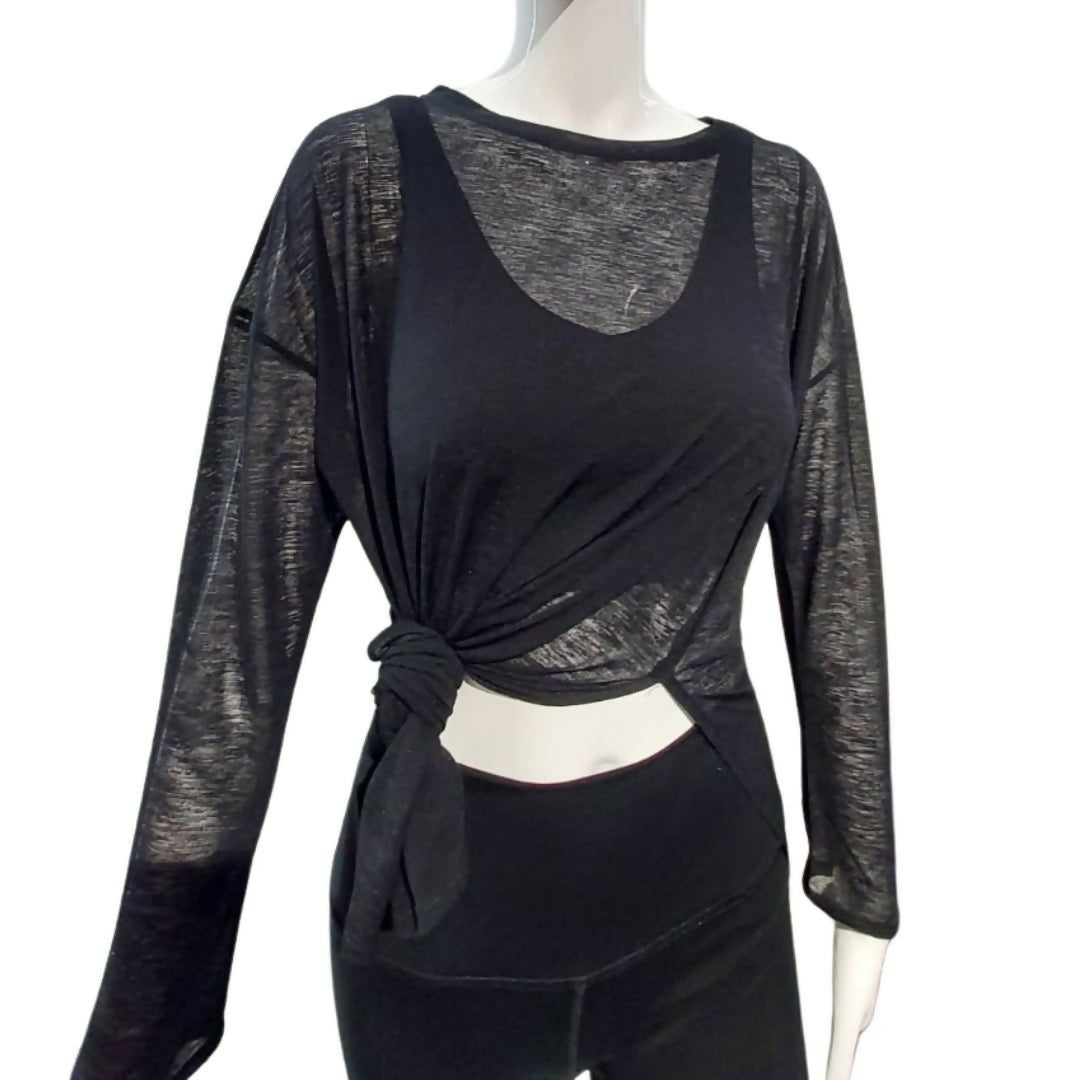 Mohuki Amy Long Sleeve Slit Shirt - Black