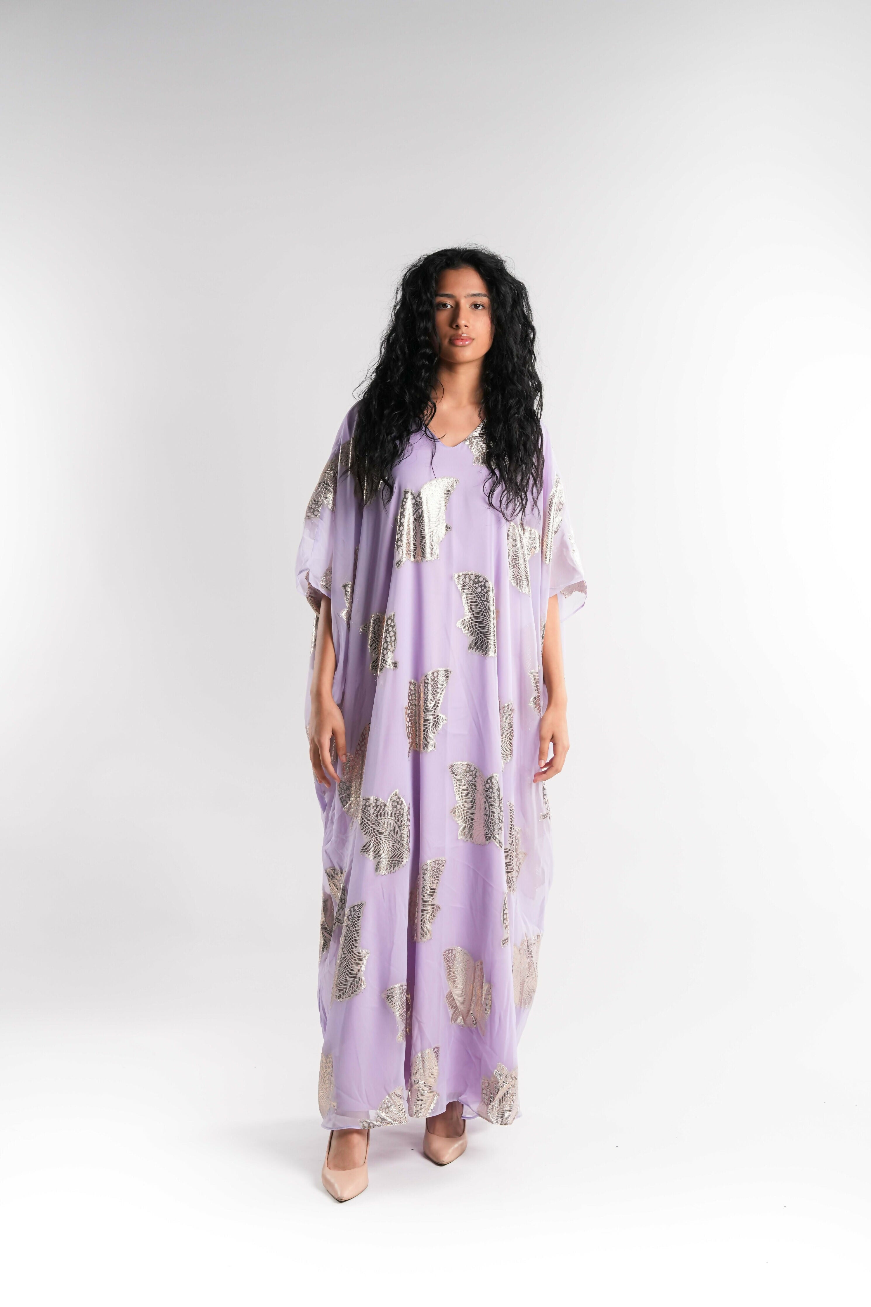 Violet Chiffon Kaftan Lined