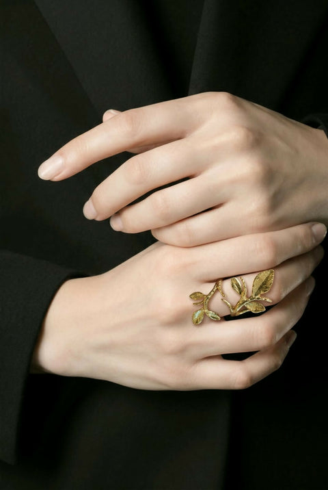 Forest Leaf Handmade Adjustable Ring