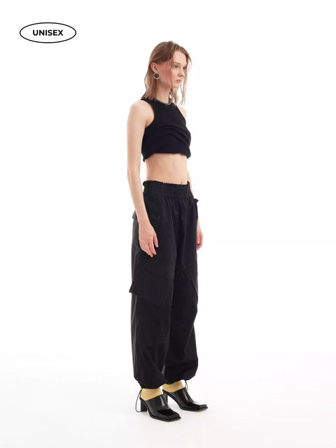 Wide Black Cargo Pants "Romanticism"