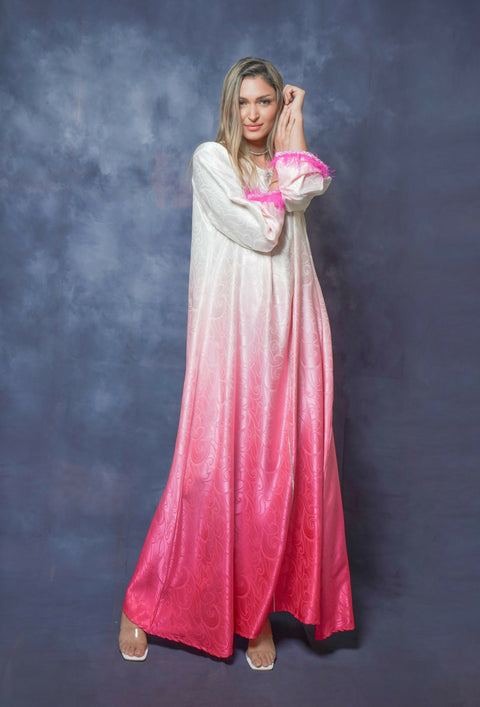 Dress-Jellabiya- Patterned Silk long Loose Style -with splendid Colores