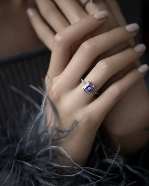 Ring with a lavender stone