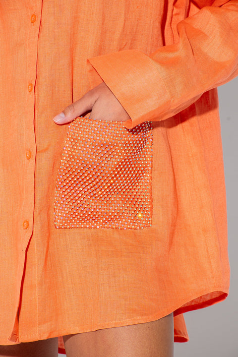 CECILEHOB Boyfriend Shirt Orange