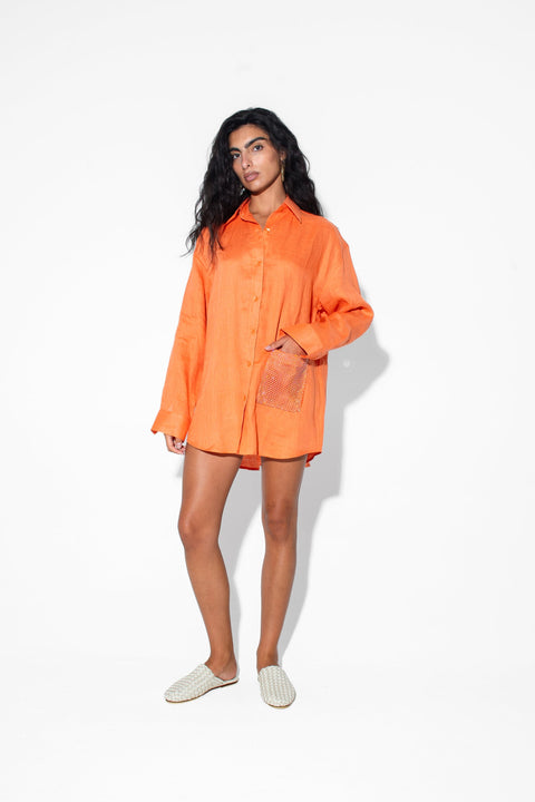 CECILEHOB Boyfriend Shirt Orange
