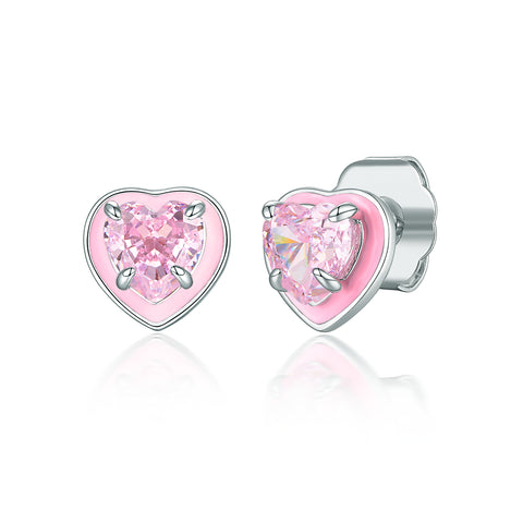 Stud earrings rose heartlets