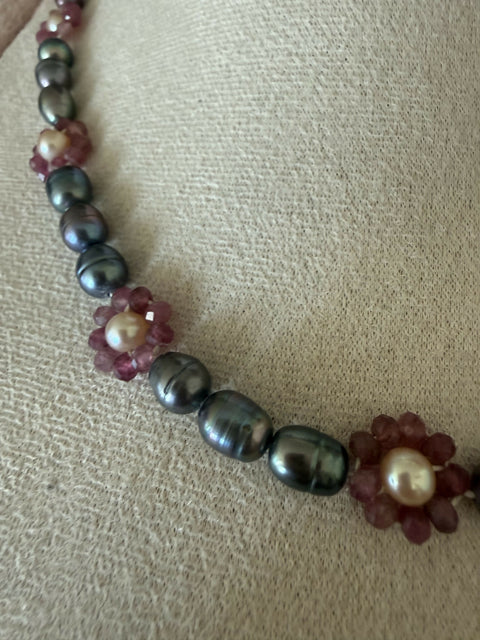 Midnight Blush Pearl Necklace