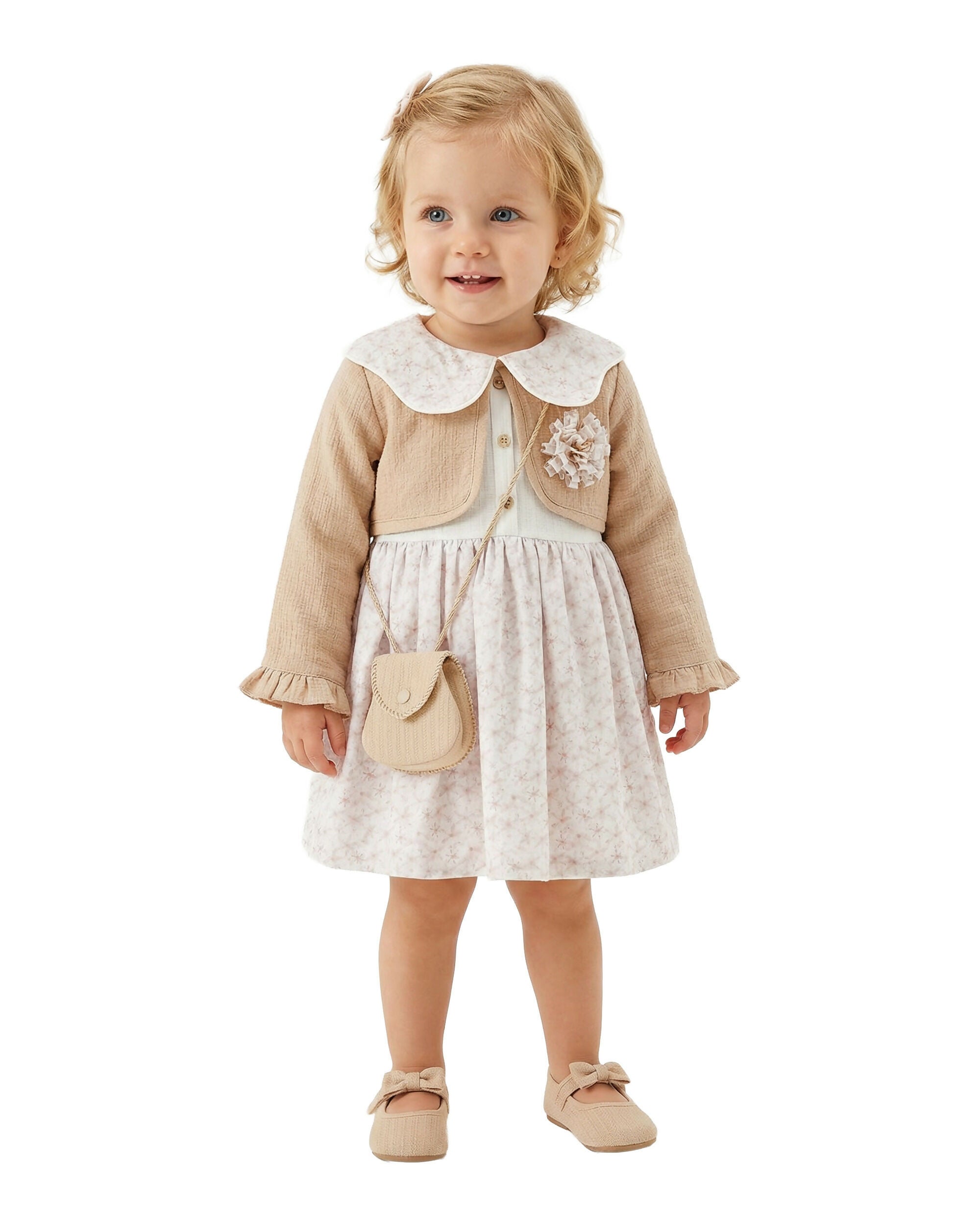 BOMBILI Girls Dress with a bag - Camel