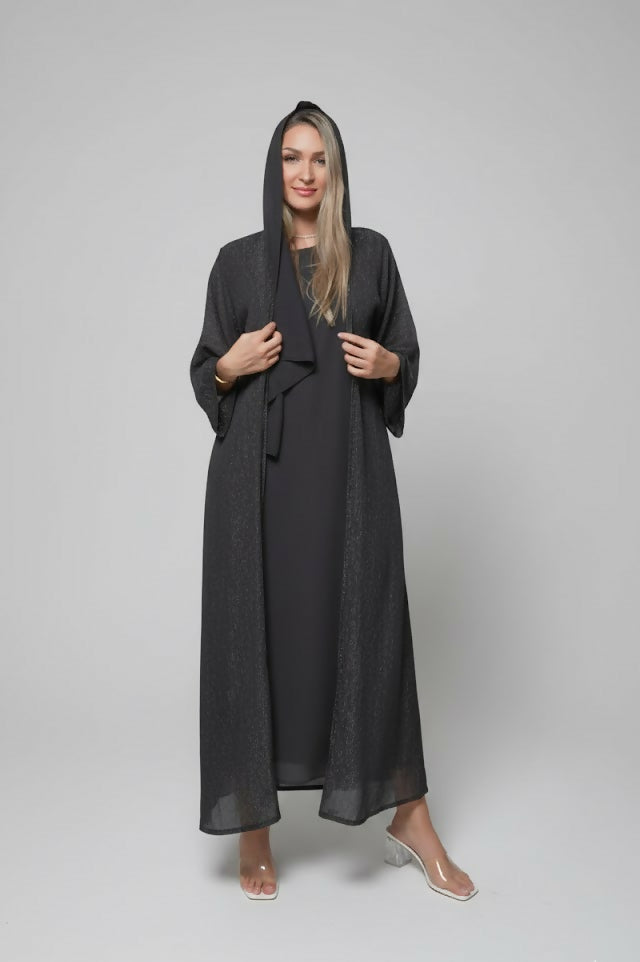 Modern women’s abaya consisting of three pieces decorated with scarf – Chiffon