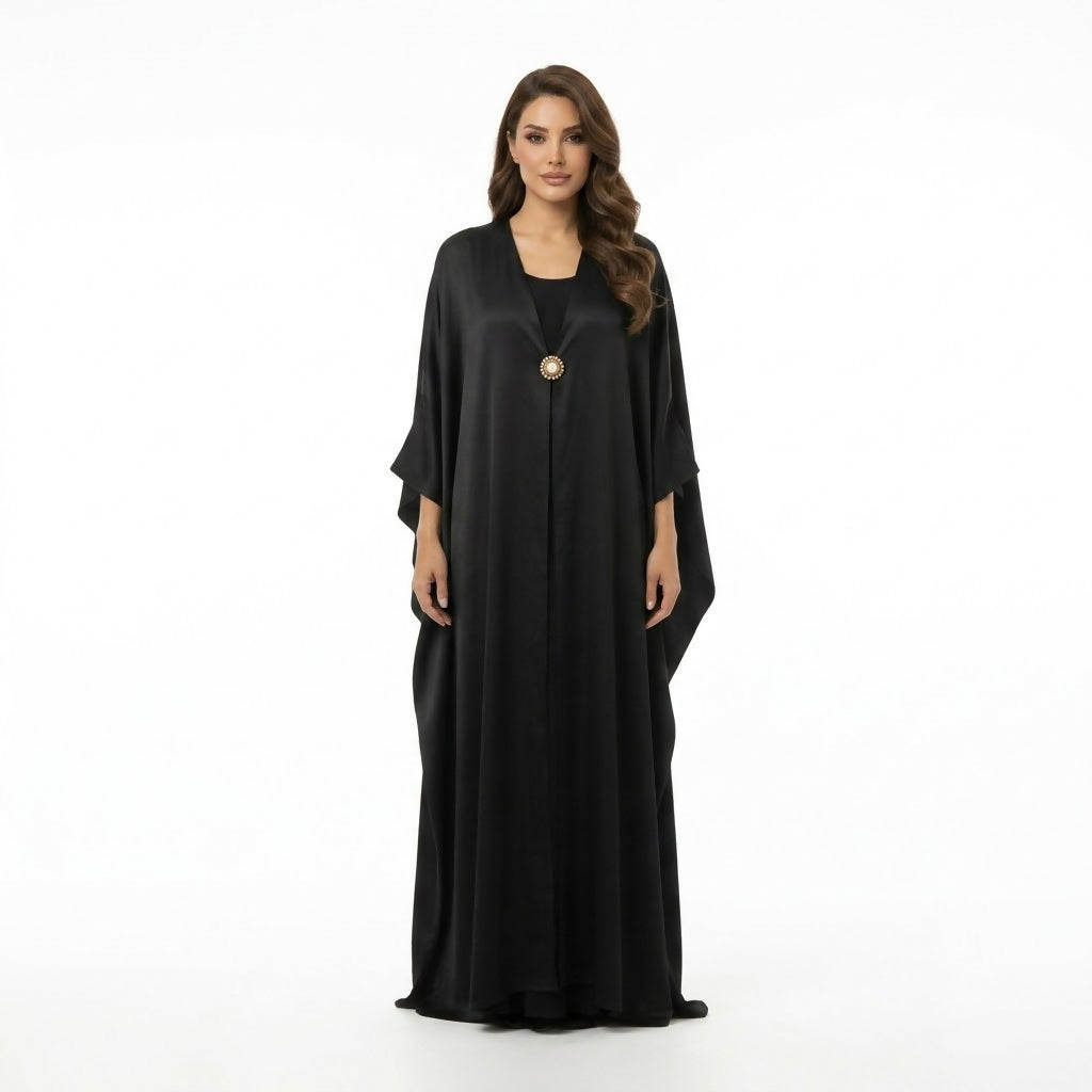 Viscose Cape With A Removable Button Black