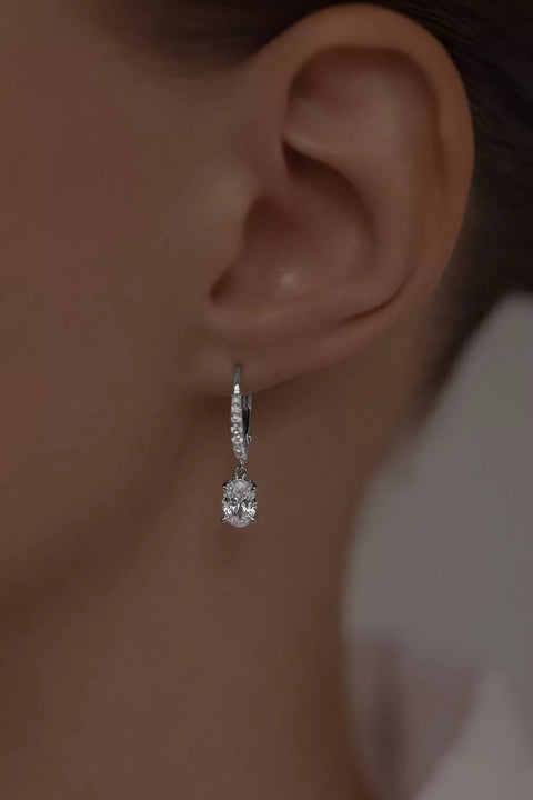 Earrings High-Grade Oval Cut Cubic Zirconias With A French Lock