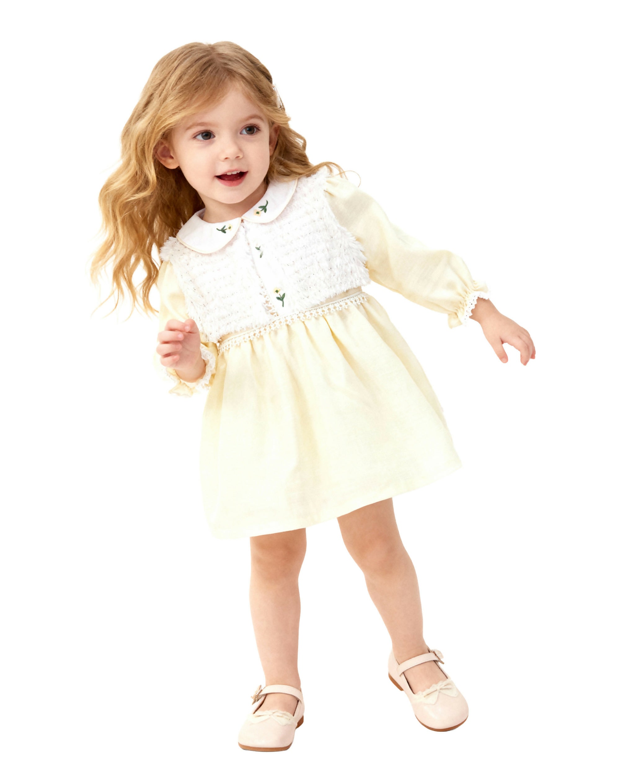 BOMBILI Girls 2-piece set (drees,bolero) - Yellow