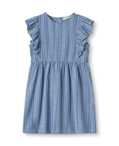 F1444 - MIRO DRESS - CLOUD DANCER MAZERINE BLUE STRIPE - Main