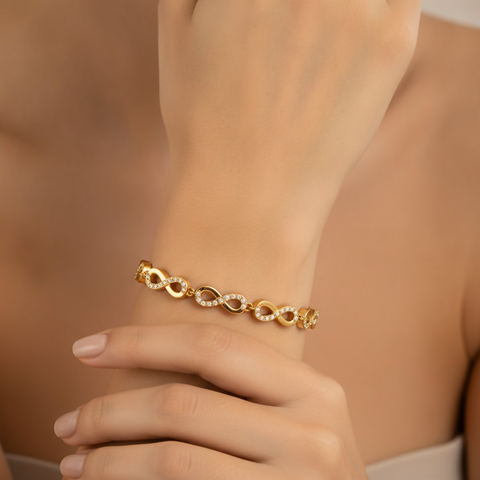 Classic Tennis Bracelet Hollow Out Heart Sq - Infinity Link