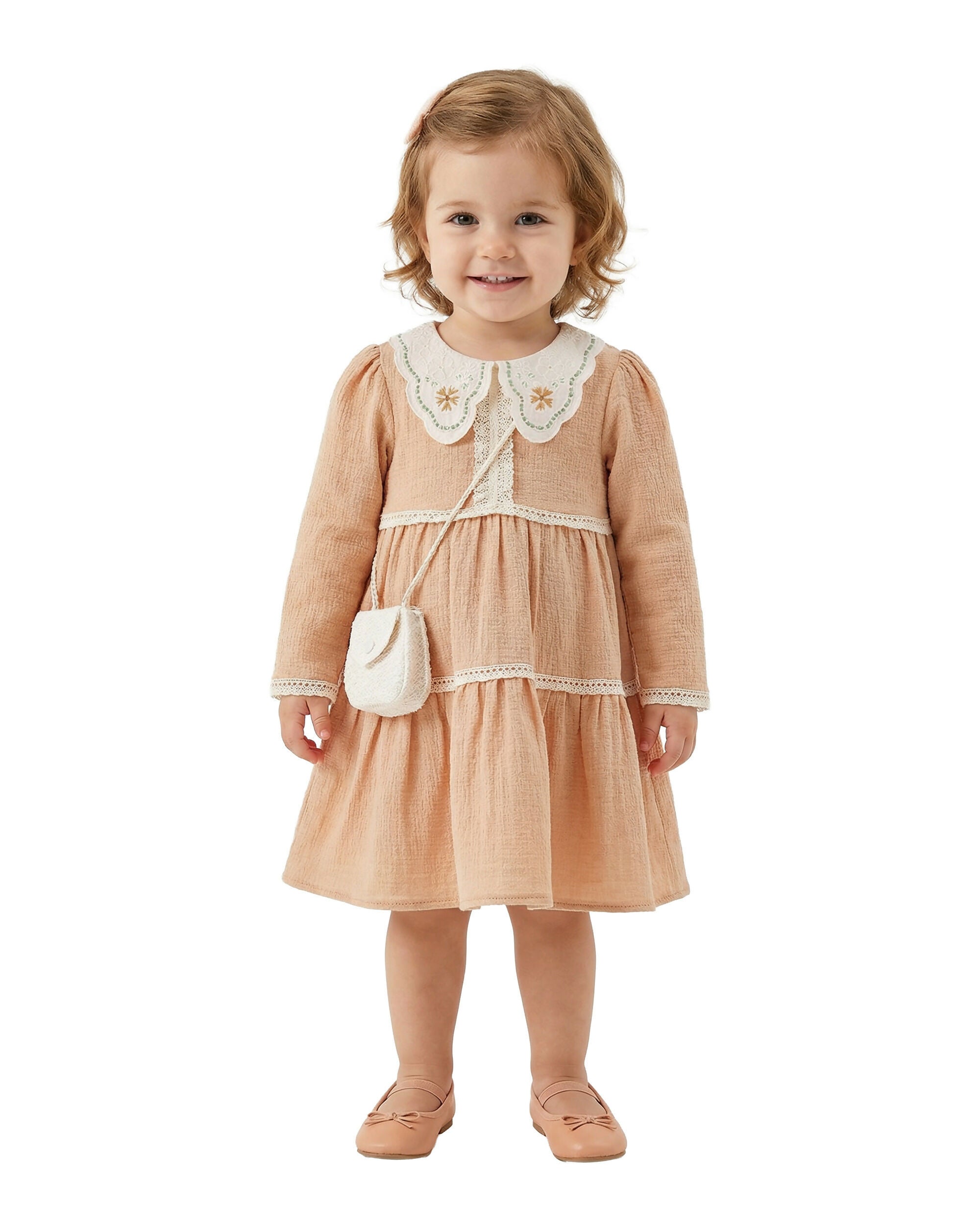 BOMBILI Girls Dress with a bag - Camel
