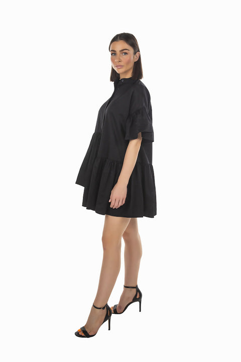 MY PEANUT Elise Babydoll Dress in Black