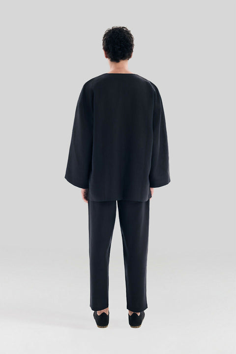 T 03 Black Linen T-Shirt