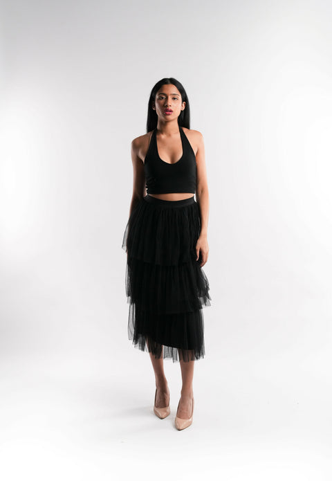 Black Layered Tulle Skirt