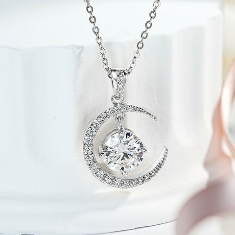Layluna 2CT Moissanite Crescent Necklace
