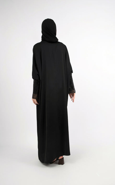 Black Viscose Maxi Dress With Hijab