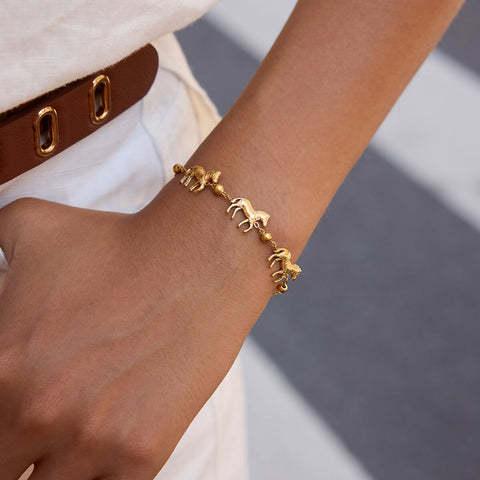 Casir – Horse CZ Bracelet, 18K Gold Finish