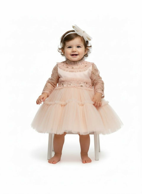 MAISON BEBE Alara Peach Party Dress