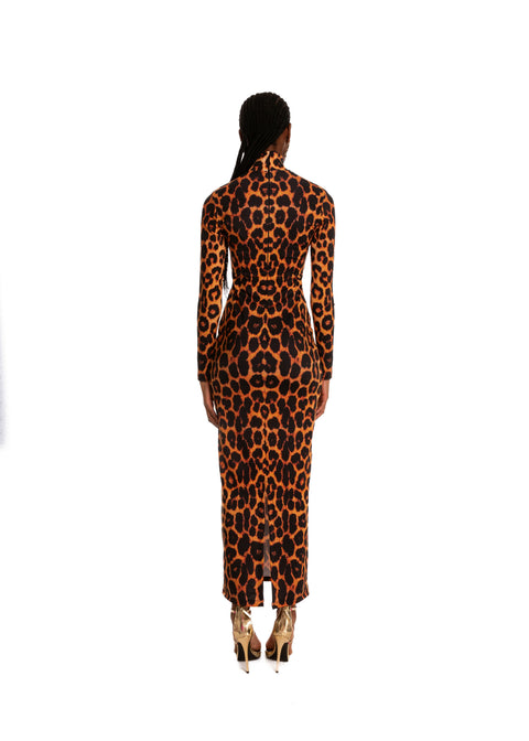 Leopard Maxi Dress in Orange