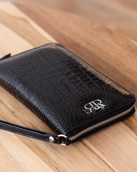 GINEVRA BLACK LEATHER DOCUMENT HOLDER