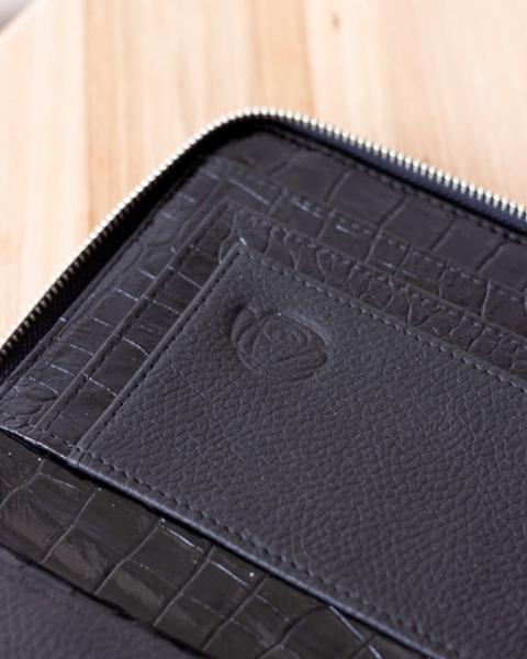 GINEVRA BLACK LEATHER DOCUMENT HOLDER