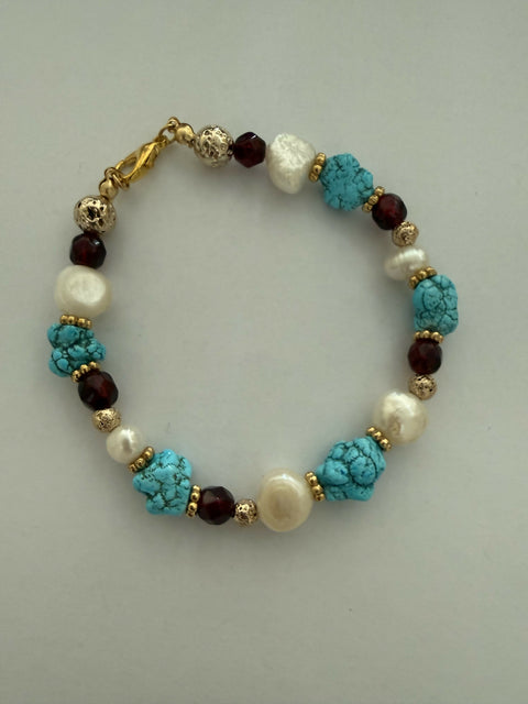 Turquoise Pearl Harmony Gold Bracelet