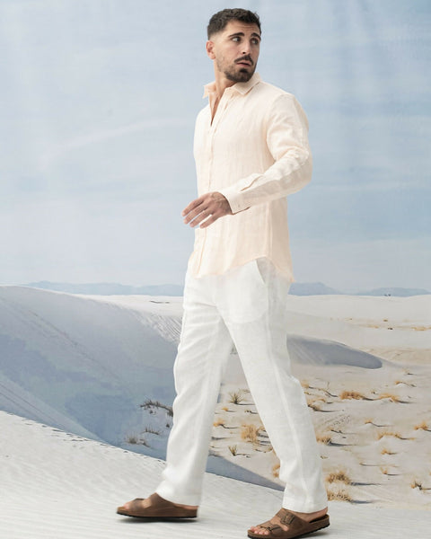 Fira LS Linen Shirt Pale Salmon